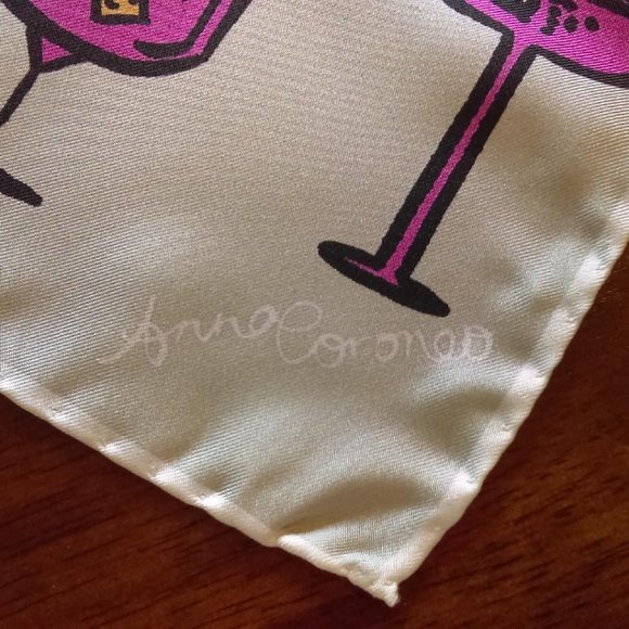 Cream/lavender/magenta small silk cocktail scarf - Picture 2 of 2